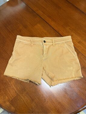 Prana Sancho Shorts Womens Size 8 Khaki Cut Off Casual Cotton Outdoors Raw Hem